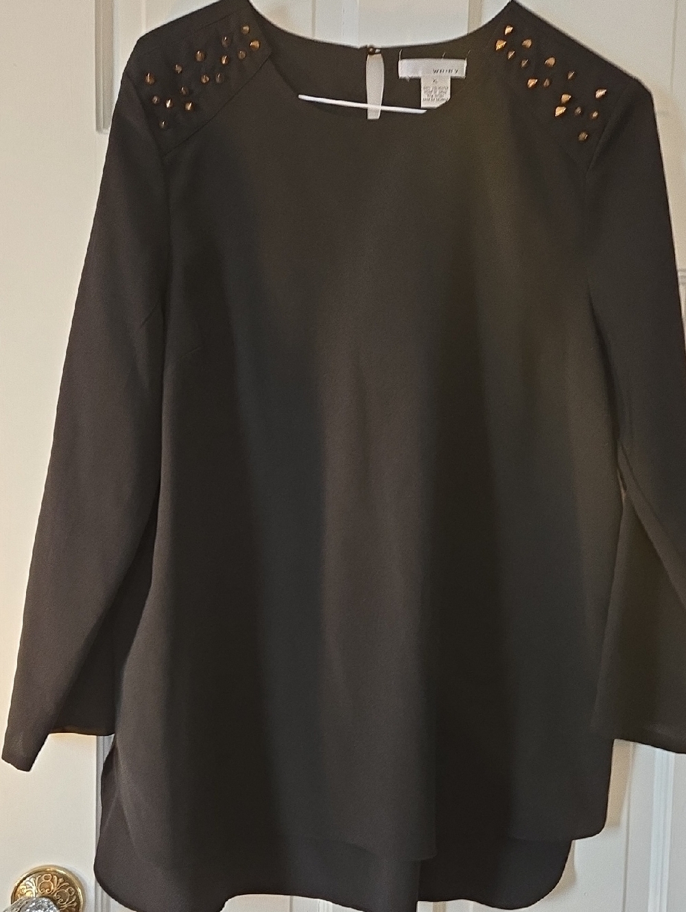 WD.NY Black Crewneck Tunic with Shoulder Embellishment